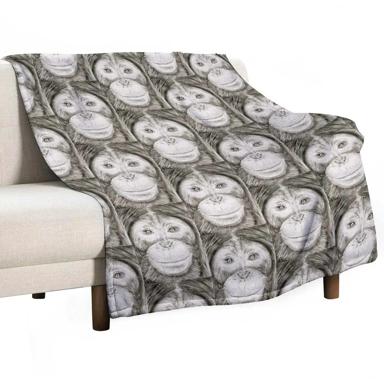 Orangutan Throw Blanket Single Luxury Designer Vintage Blankets