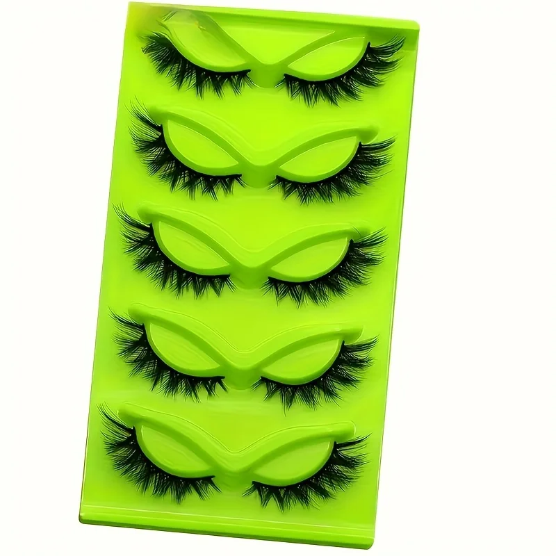 5ペアのキャットアイつけまつげ - ナチュラルでふわふわ、柔らかな見た目、細かいクロスラインデザイン - 低刺激性のフルまつげ