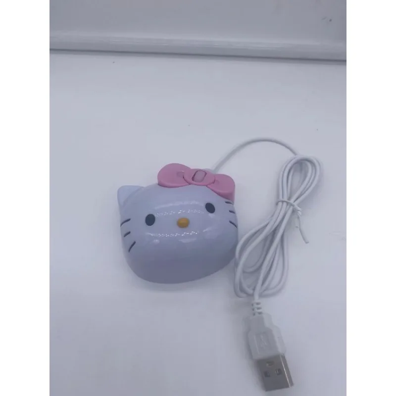 Nuovo Hello Kitty Mouse fotoelettrico simpatico cartone animato creativo femminile Laptop interfaccia USB Mouse cablato animazione accessori per