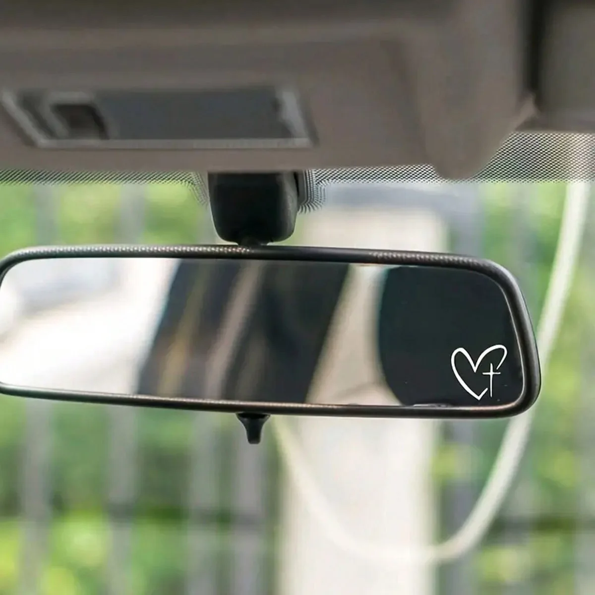 2pcs/set of heart shape cross mirror stickers, personalized creative decoration waterproof and sunscreen stickers for cars
