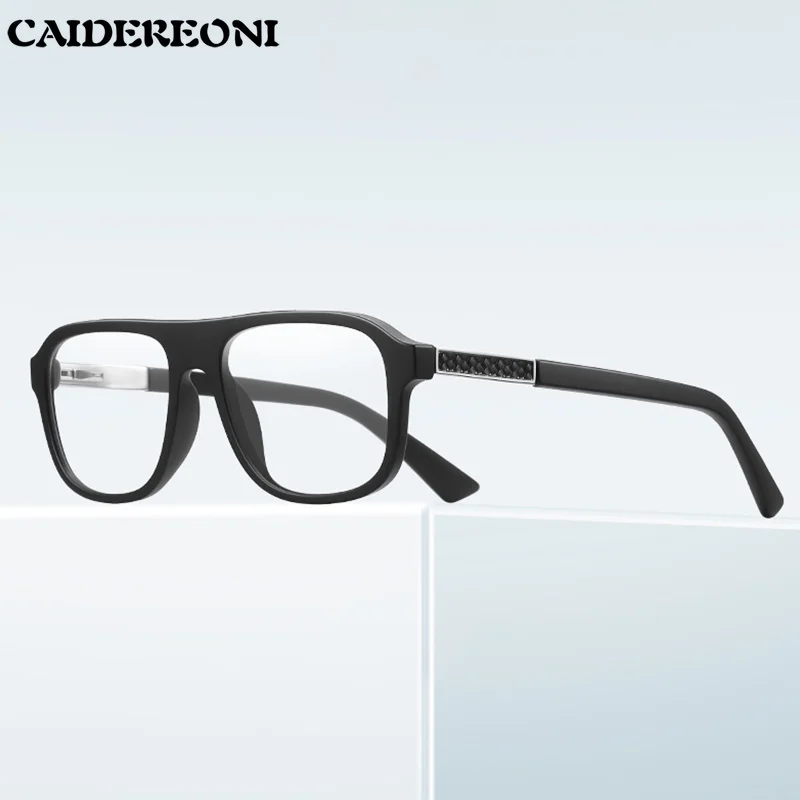 CAIDERONI Retro Men's Anti Blue Light Glasses Prescription Custom Simple Box Metal Texture Photochromic Myopia Hyperopia PFD2330