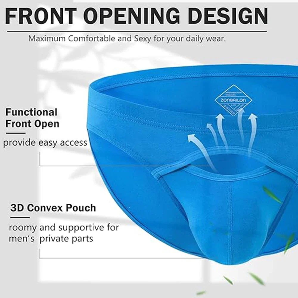 Jinshi Mens Underwear Bamboo Viscose Briefs Sexy Breathable Soft Pouch Bikini Panties