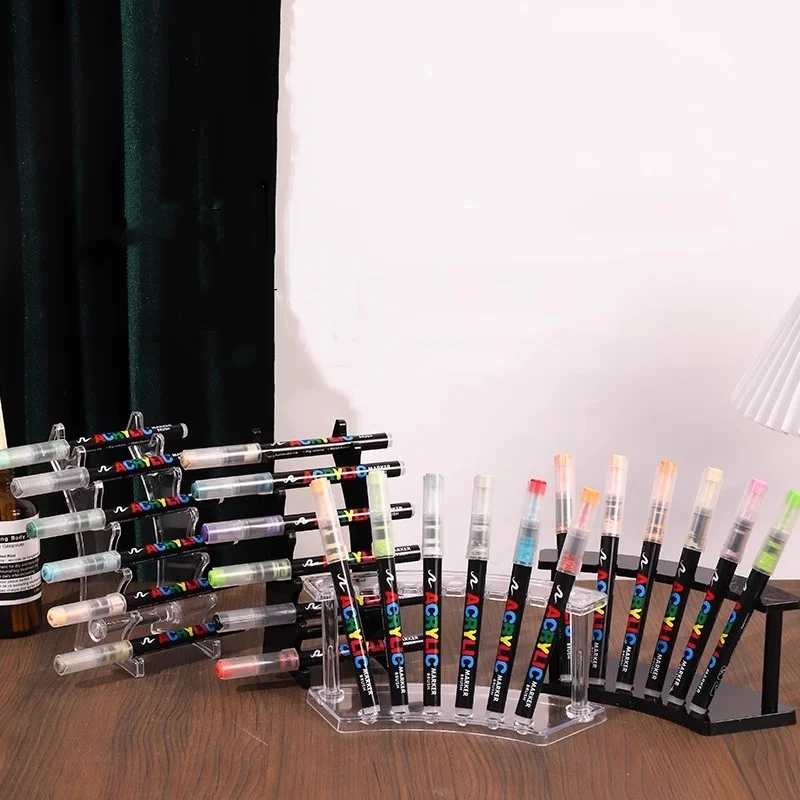 6-bit transparent plastic pen holder eyebrow pencil holder makeup display stand ballpoint pen stationery storage display stand