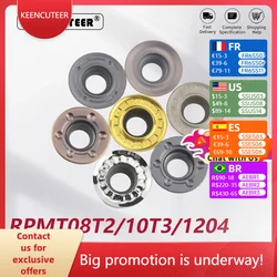 Inserto de fresado de carburo cementado RPMT08T2/10T3/1204/1003/1605, herramienta de torneado, inserto de centro de mecanizado CNC, 10 piezas
