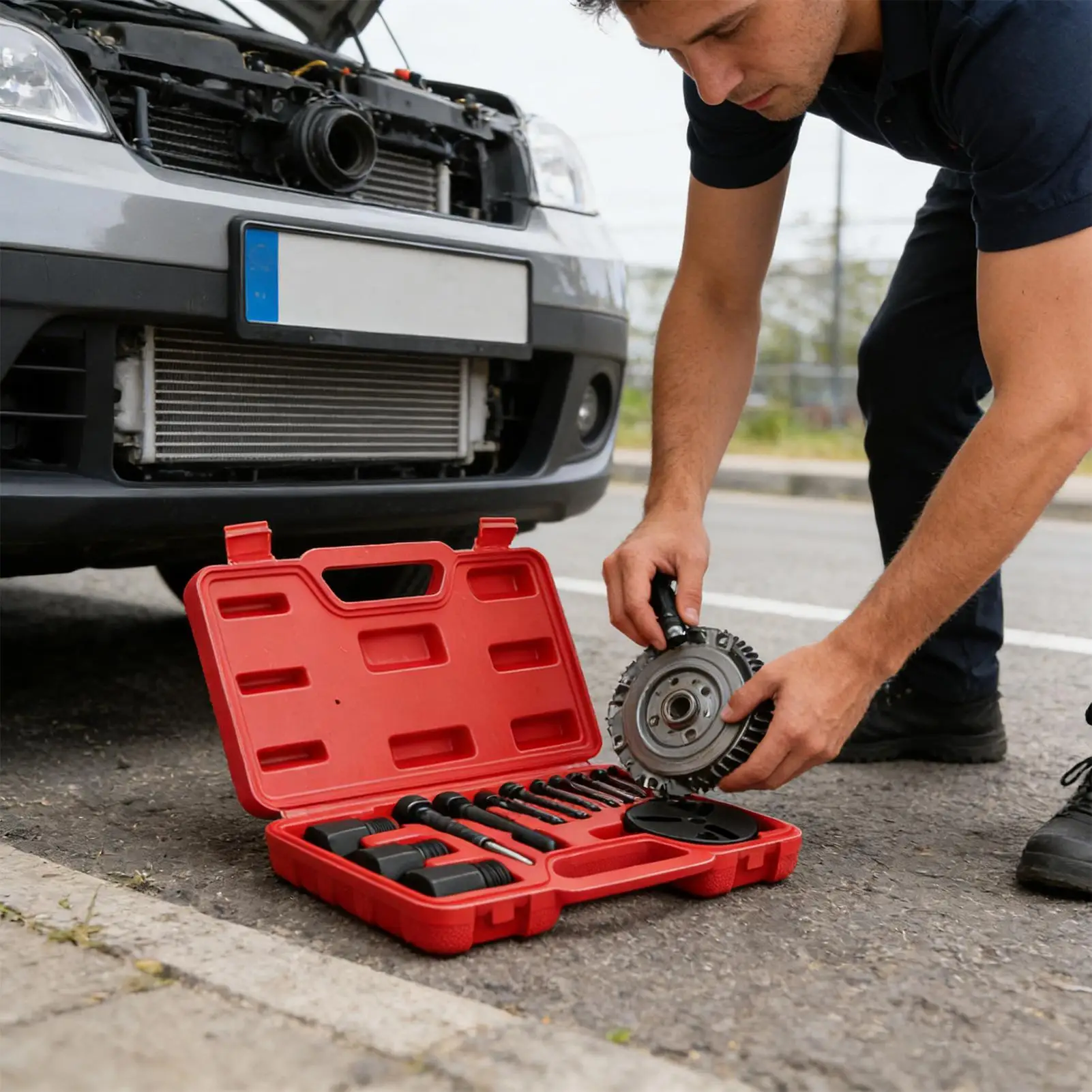 

AC Clutch Removal Tool Air Conditioning Repair Kit AC Clutch Maintenance Tool For Garage Workshop Outdoor Mechanics Technicians