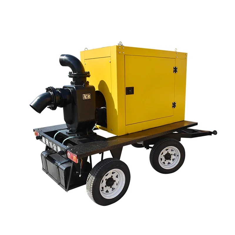 Heavy Duty Mobile Water Pump With Trailer 6 Inch Engine Water Pump Set For Farm Irrigation Mining Industry