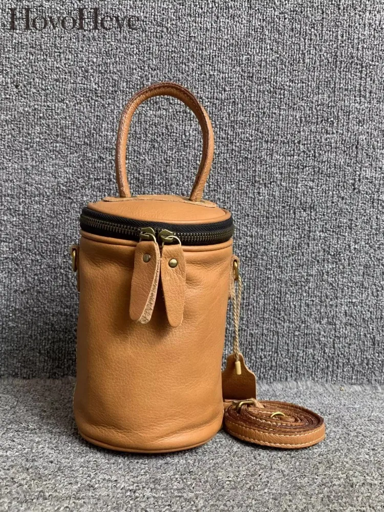 retro-women-office-cowskin-genuine-leather-bucket-bag-fashion-tote-handbag-solid-color-ladies-crossbody-bags-single-shoulder-bag