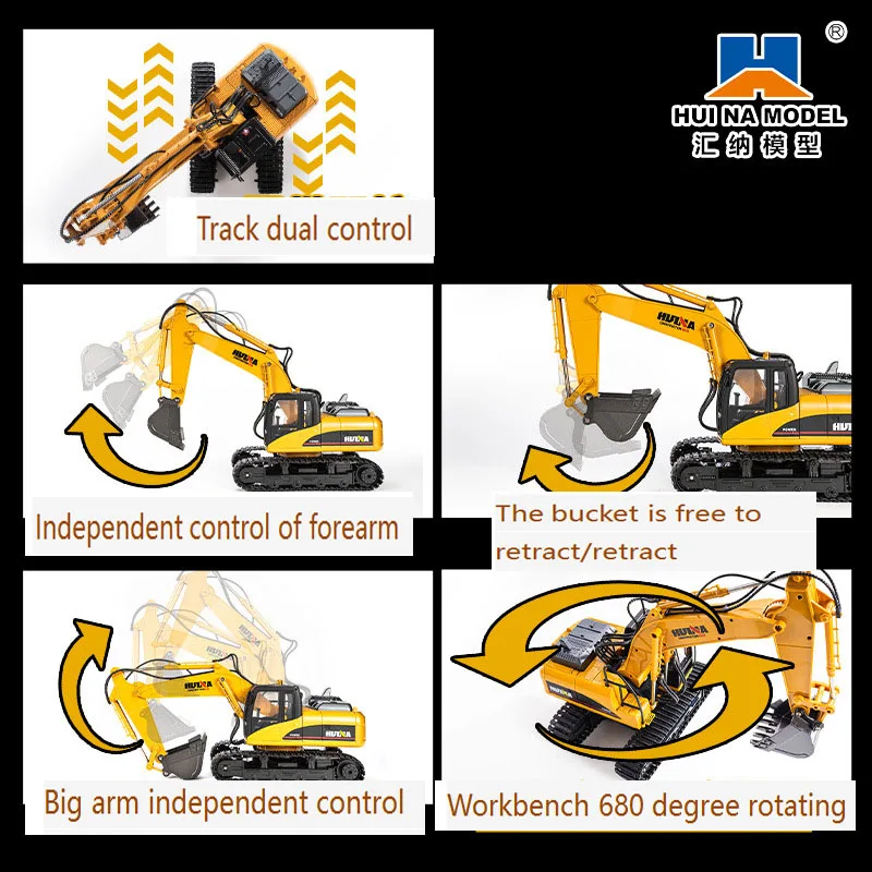 Huina 1550 Track RC Excavator 21CH Remote Control Truck Excavator Cars Smoking Model Vehicle Toys Boys Gifts