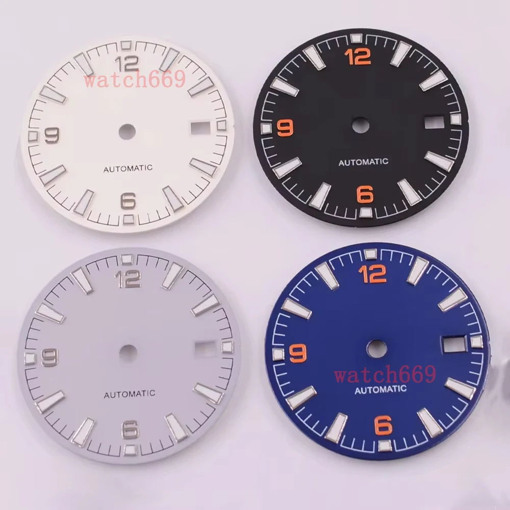 Green luminous Watch Dial Sterile dial Blue/Purple/White/Black31mm  FIT NH35 NH36 Movement Watch accessories