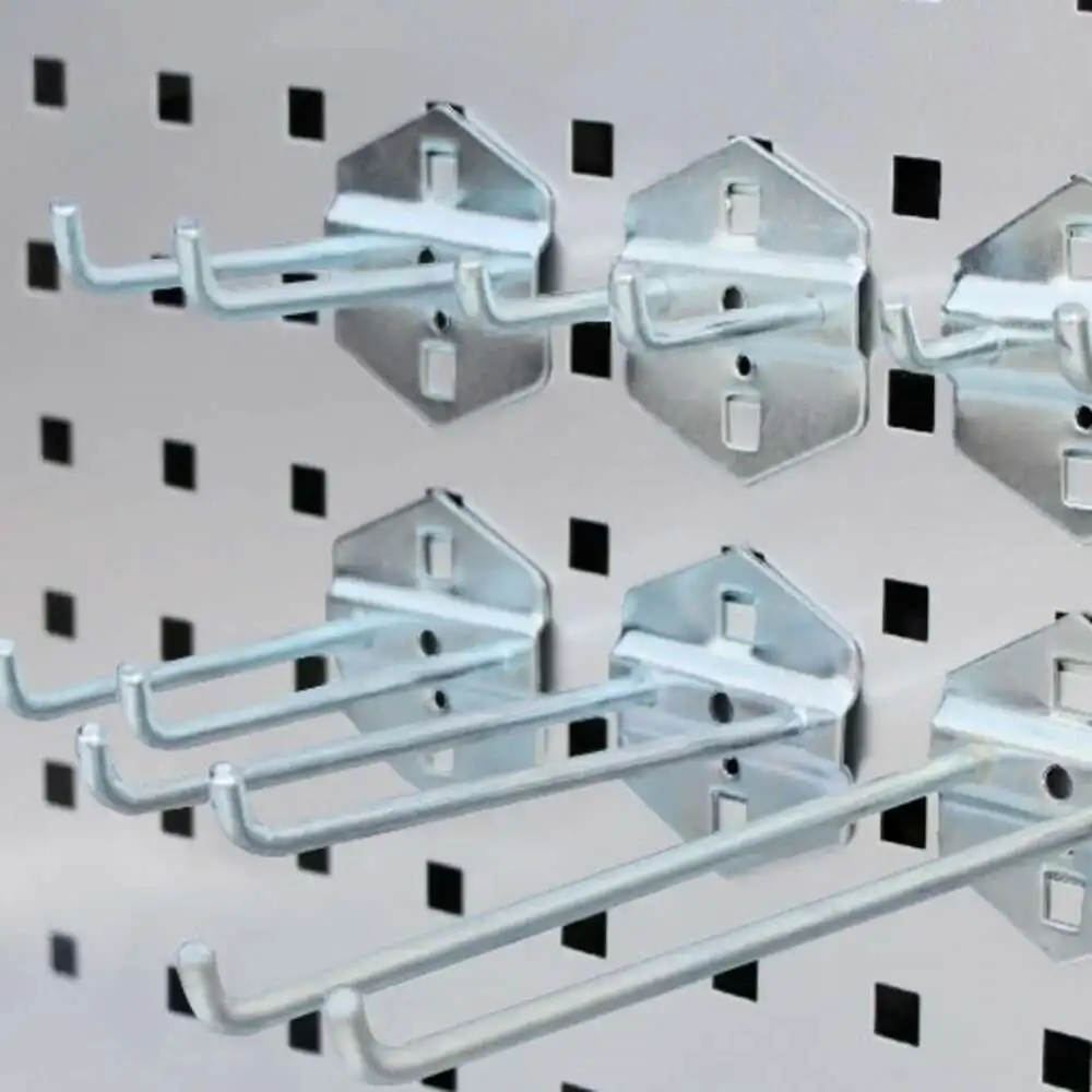 5pcs Peg Shelf Mounting Crossbar Iron Display Hook Double Straight Hanging Plate Hardware Tool Hook Square Hole