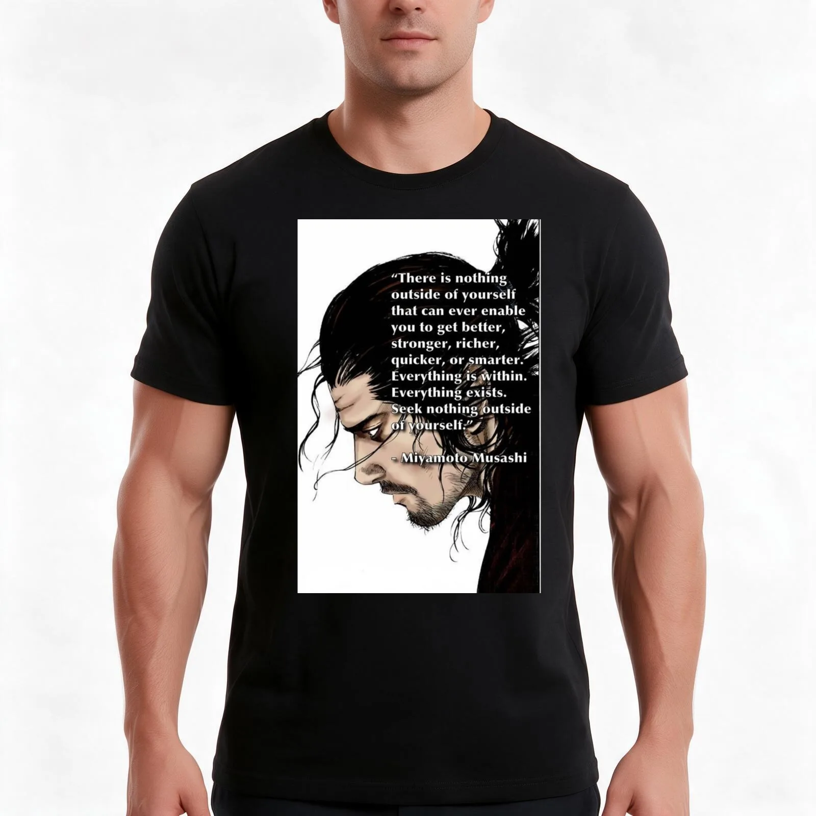 miyamoto musashi T-Shirt, Summer Casual Cotton Tee, Oversized Streetwear Tops, Vintage Graphic Print, Loose Fit Short Sleeve