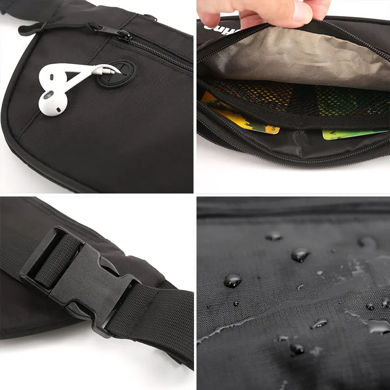 Multi Functional RFID Anti-Theft Waist Bag Men Outdoor Sports Running Bag Waterproof Nylon Lightweight Waist Bag