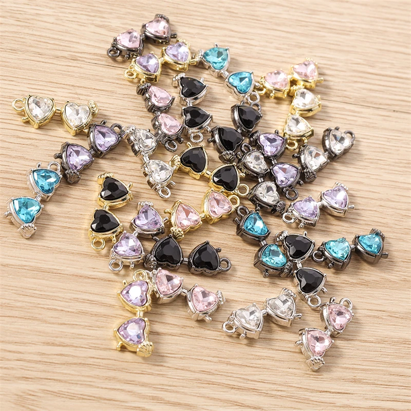5 Stück niedliche, bunte Mini-Sonnenbrillen-Anhänger in Form von Kristallherzen für die Schmuckherstellung, zum Basteln von Halsketten, Ohrringen und anderen DIY-Accessoires. – Detail 26