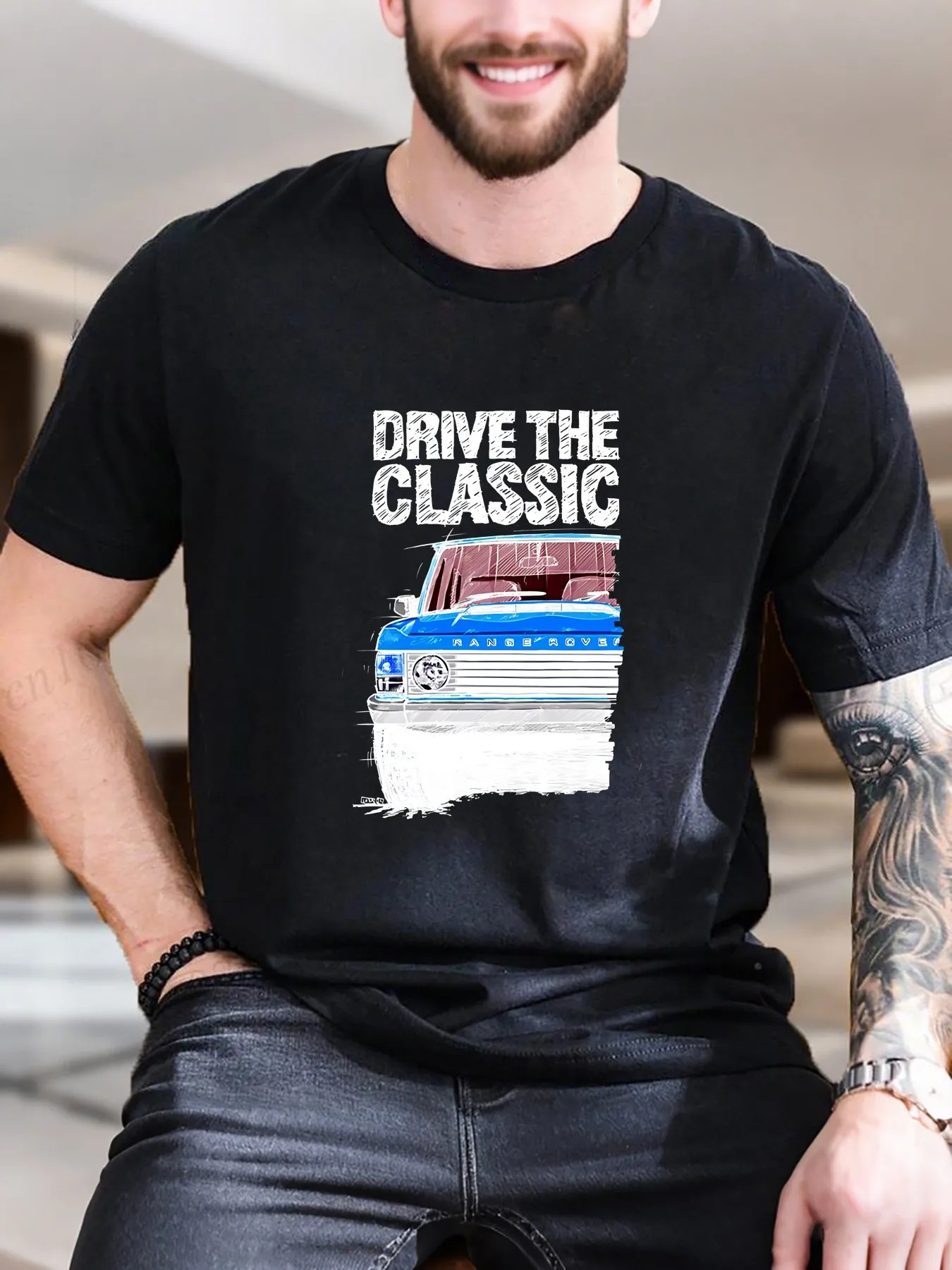 جديد وصول أزياء الرجال القطن المطبوعة تي شيرت أنيق البرتقال تصميم السيارة تنفس لينة عارضة الراحة صالح للارتداء اليومي Tre #1