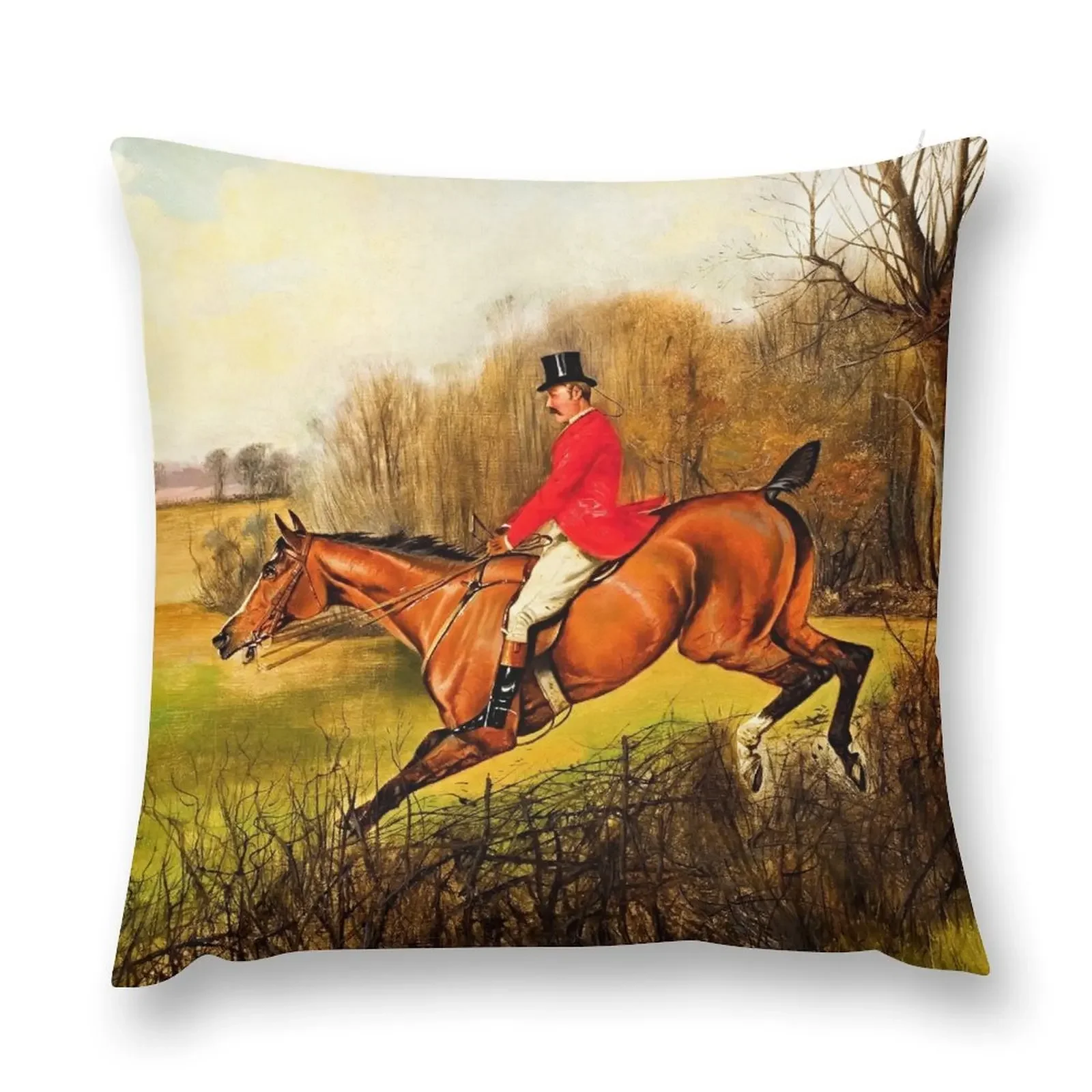 Classic Victorian English British Equestrian Fox Hunting Scene Throw Pillow Sofa Pillow Cover Couch Pillows pillow