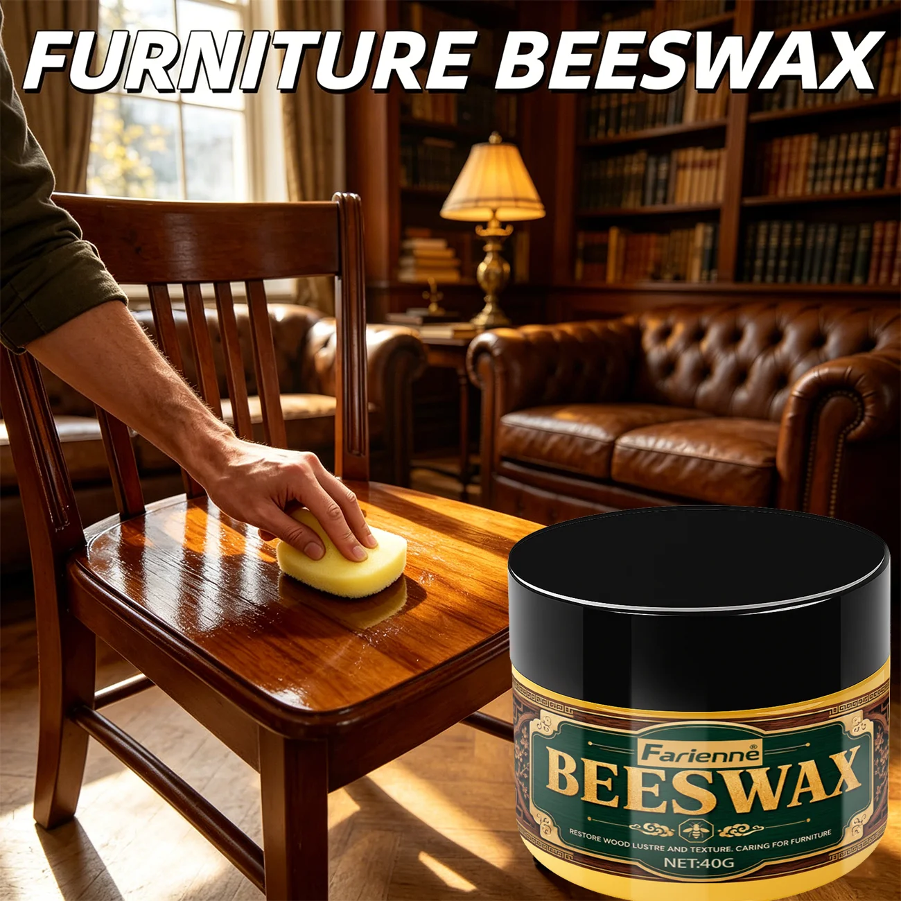 Farienne Beeswax Wood Leather Polish Natural Maintenance Wax for Wooden Floors Cabinets And Leather Surfaces Furniture Care