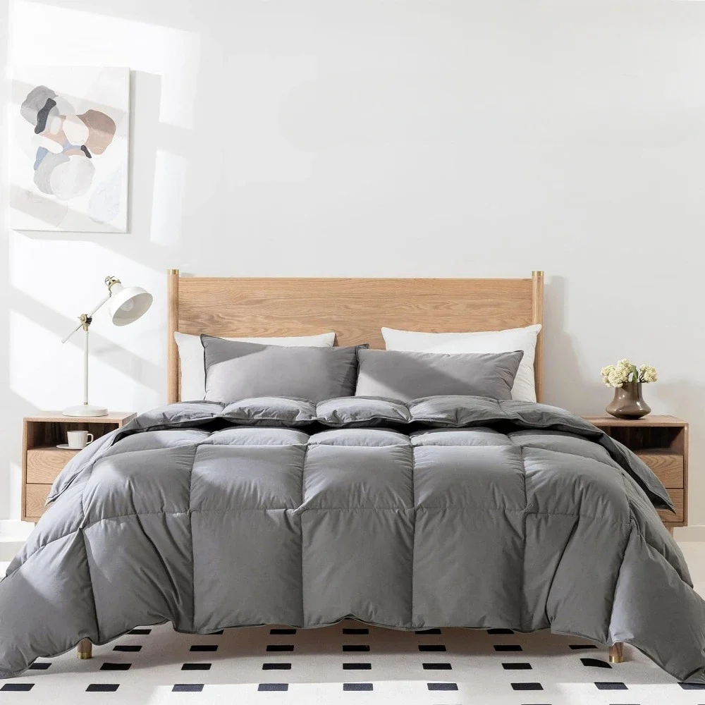 

Luxury goose feather duvet, 100% organic cotton, down in all seasons grey, king-sized