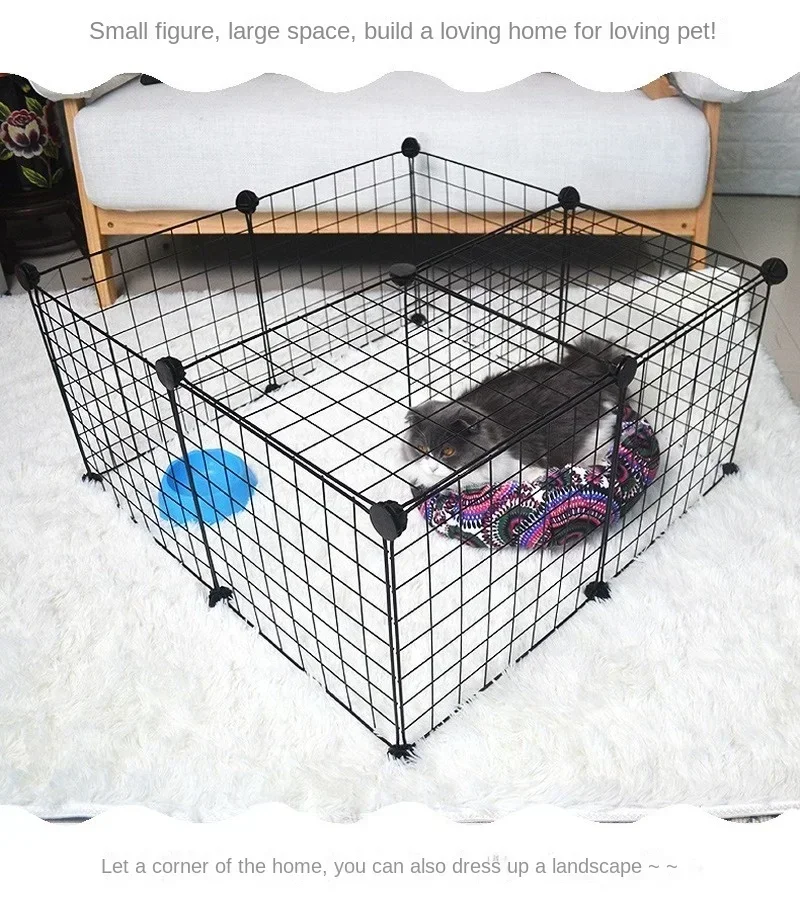 Foldable Pet Playpen, Iron Fence Kennel, Puppy Exercise Cage, Small Animal House, Portable Pet Supplies for Dogs and Rabbits