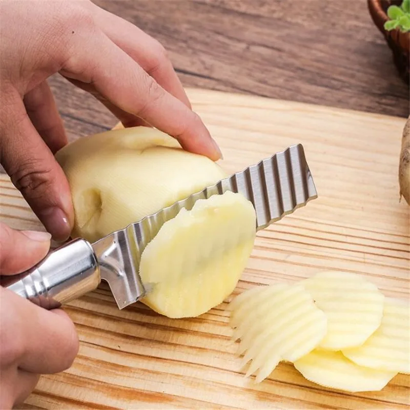 French Fries Cutter Stainless Steel Potato Chips Making Peeler Cut Vegetable Kitchen Accessories Tool Knife Potato Wavy Cutter