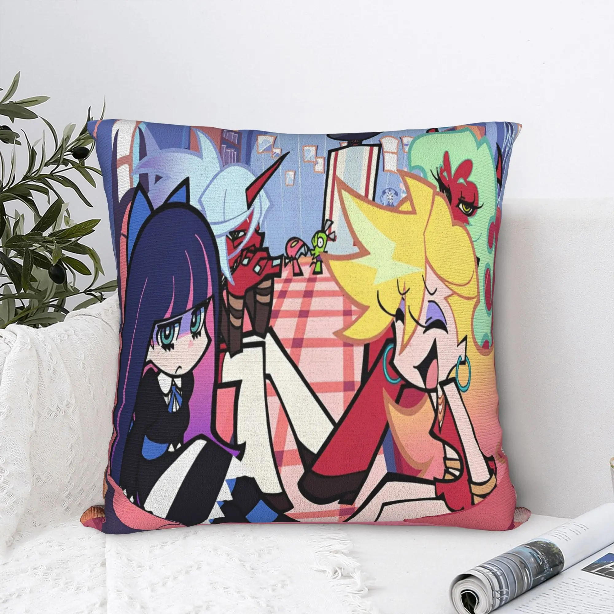 Panty Stocking with Garterbelt Square Pillow Cases Cartoon Cushion Covers Vintage Decorative Pillowcover for Living Room 40*40cm