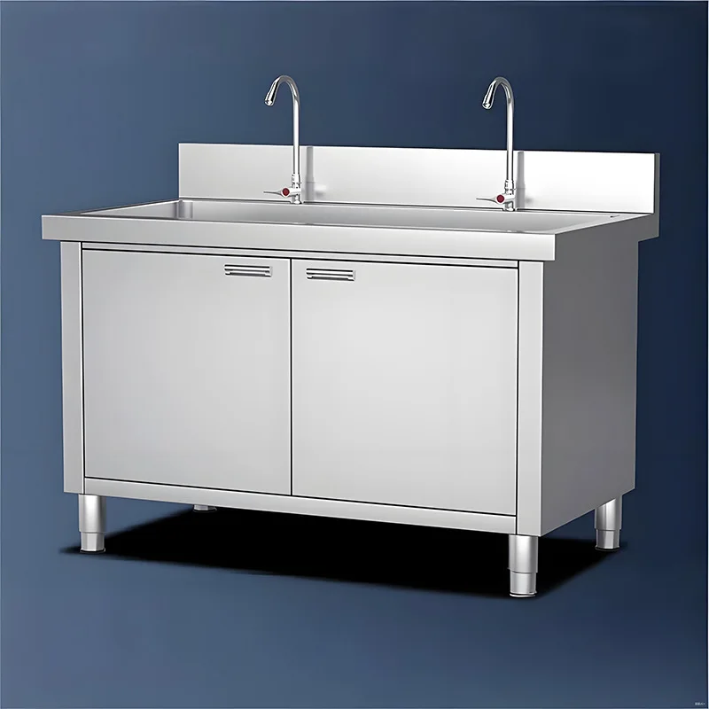 Factory Direct 2026 Extra Thick Stainless Steel Pool Cabinet Workbench Factory Kitchen Vegetable Sink Basin Dishwasher