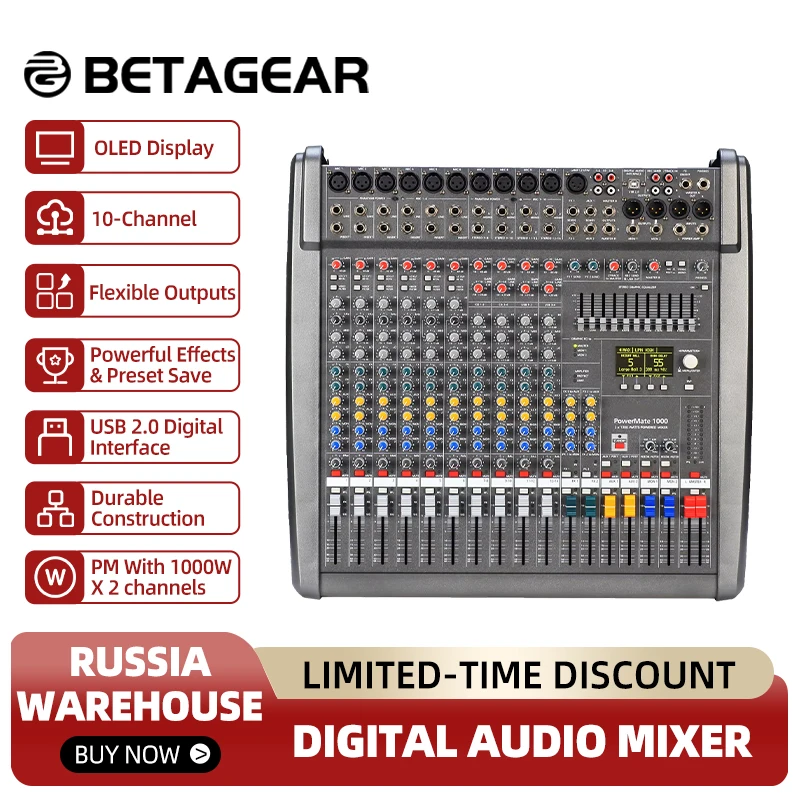 Betagear-mezclador de Audio Powermate PM1000-3, Consola de mezcla de 1000W, escritorio de mezcla Digital, equipo de Audio profesional