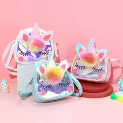 Unicorn Shoulder Purse Colorful Jelly Bag Kids Rainbow Crossbody Bags Children Handbags Mini Totes Clutch Girls Shiny Handbag