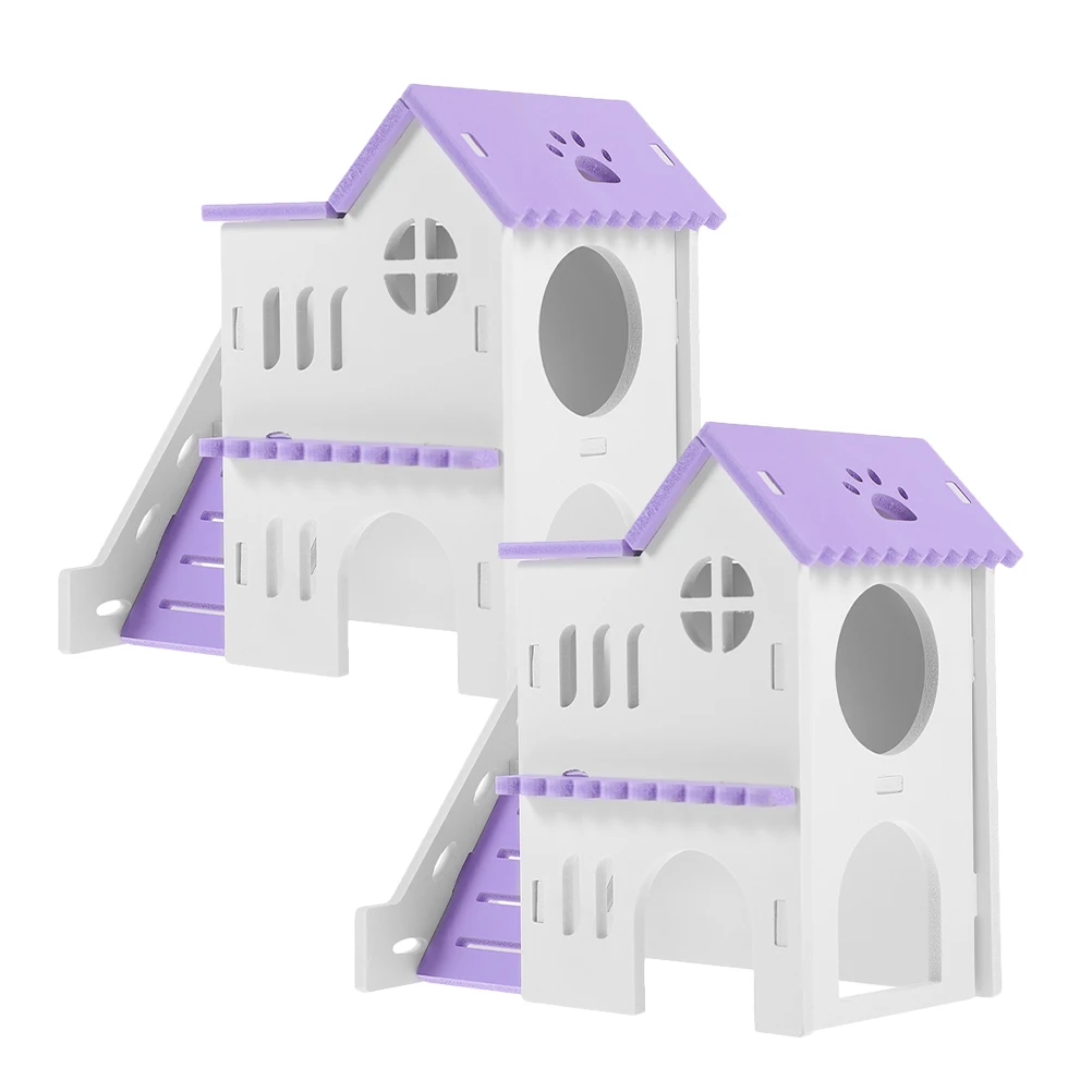 

2Sets Charming Hamster Hideaway Multifunctional Villa Durable PVC Material Perfect for Summer and Winter Use Hamster Houses