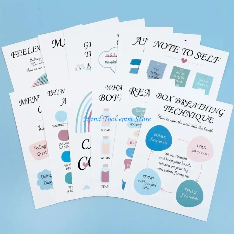 H37F 12 Sheets ملصق زاوية تهدئة ملصق تعليمي للعافية العقلية