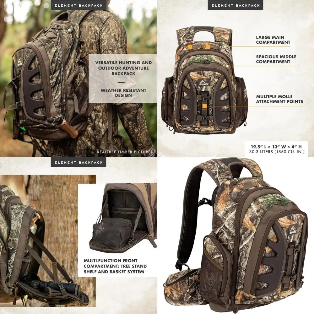 

Рюкзак Element Heavy-Duty объемом 1,831 куб. дюйма для походов, кемпинга и охоты в камуфляже Realtree EDGE