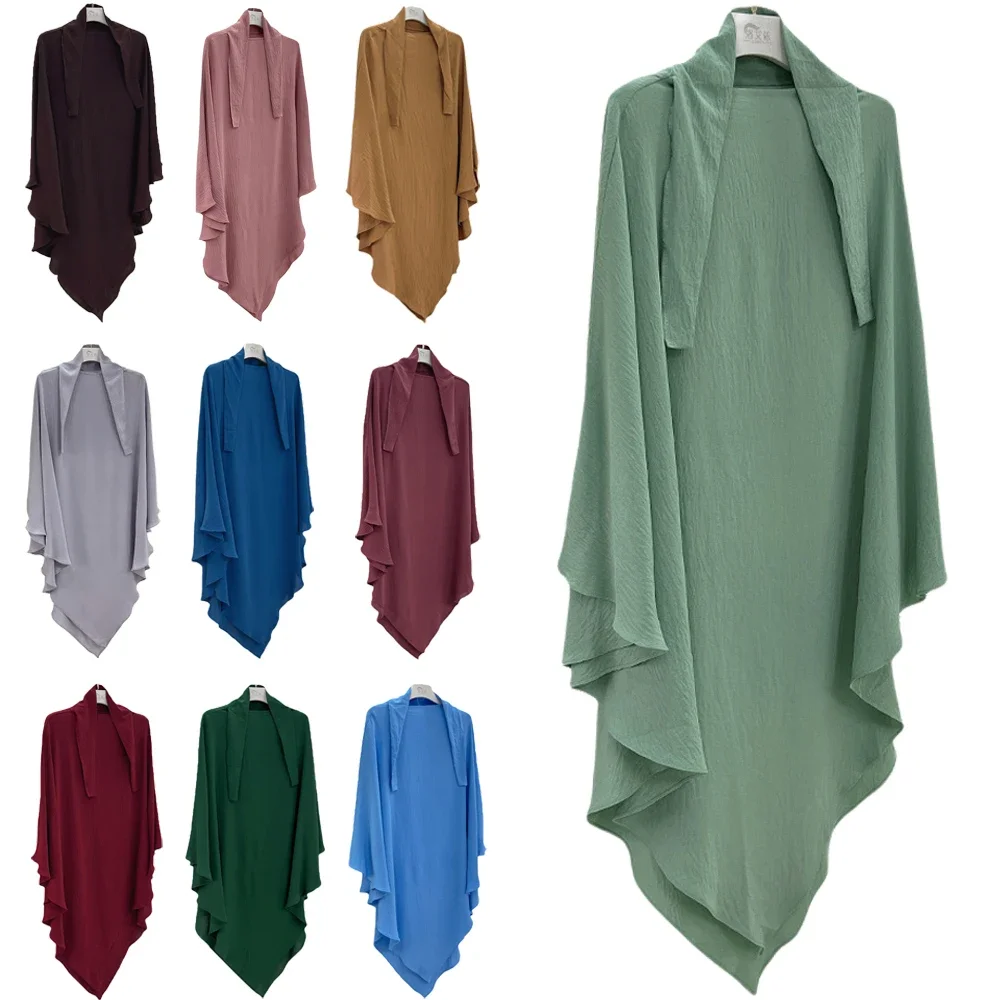 Islamic Clothing Women Muslim Plain Long Khimar Hijab Scarf Headcover Eid Prayer Garment Headdress Dubai Saudi Turkey Indonesia