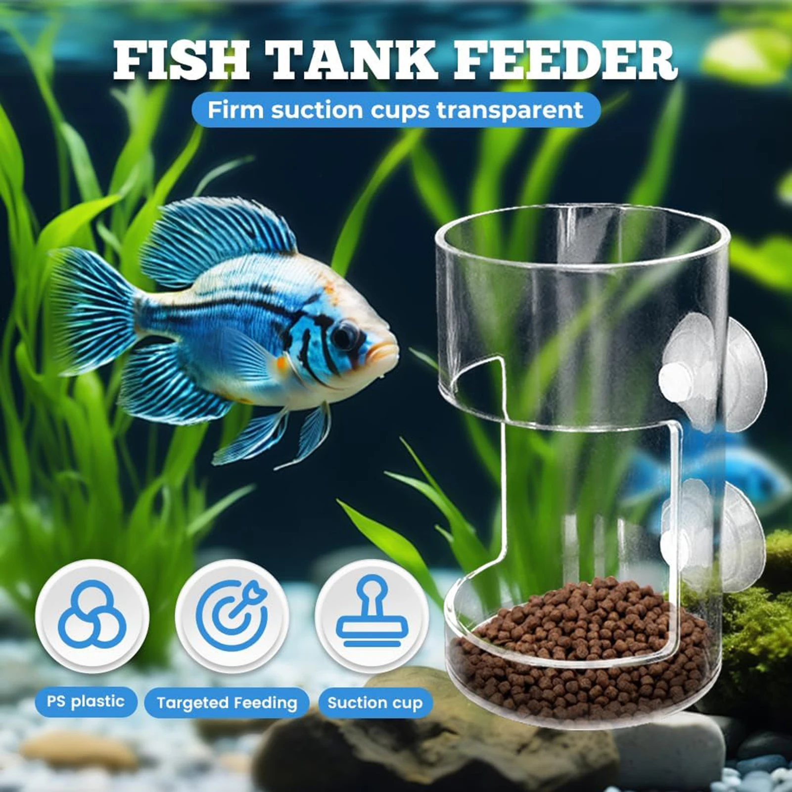 Aquarium-Futterteller aus Kunststoff mit Saugnapf, rundes, quadratisches Design, verhindert die Verstreuerung von Futter, hält den Aquarium sauber für kleine Fische und Garnelen – Detail 3