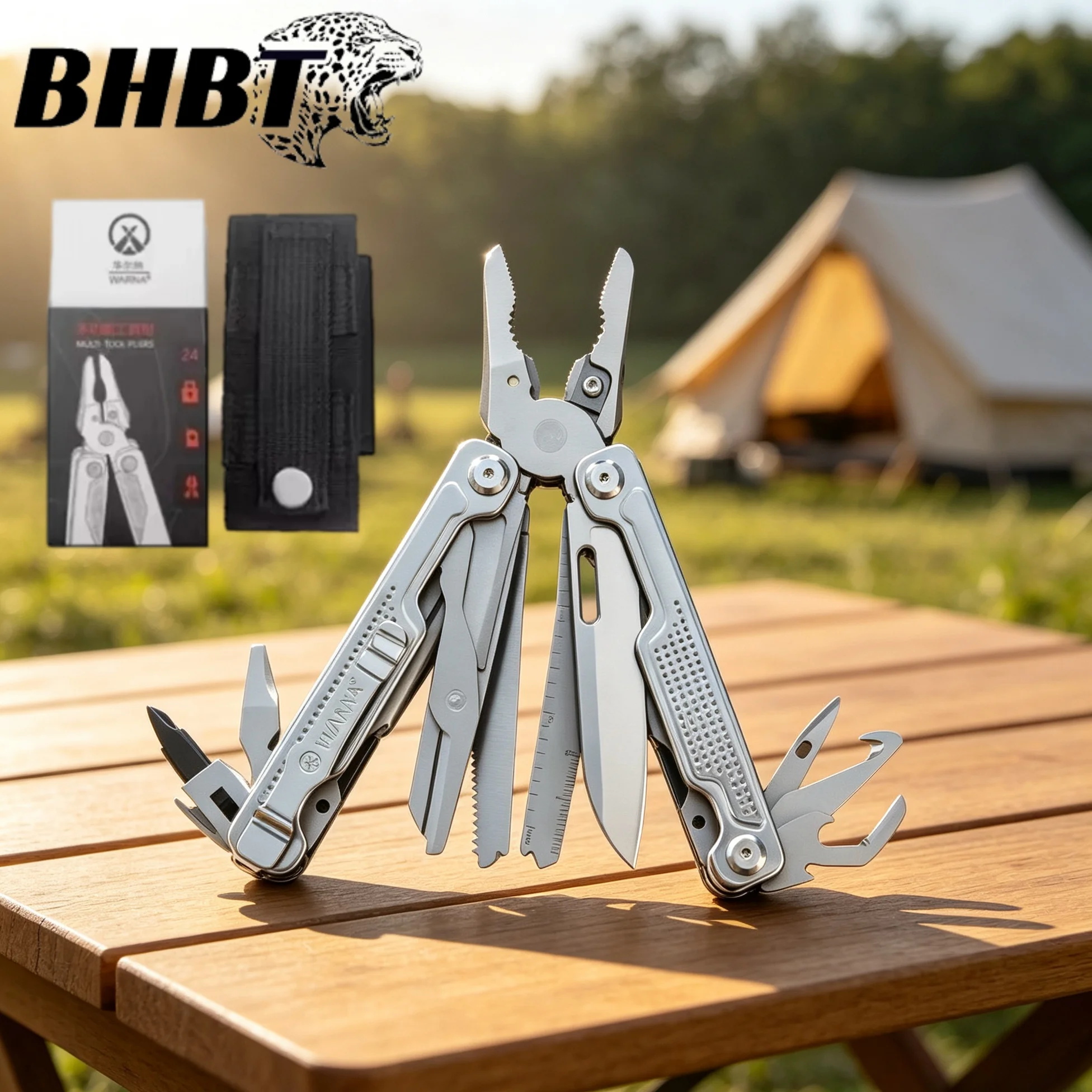 BHBT 19-in-1 Ark Multi functional Tool Pliers Steel Handle Black Stone Washed Copper Gasket Camping Home Emergency Equipment