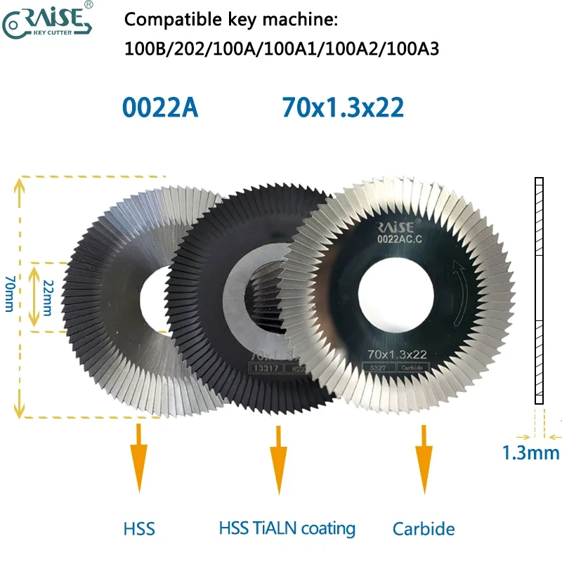 

Key Milling Cutter 0022A 0022AC.C 70x1.3x22 WENXING 100B 202 100A 100A1 100A2 100A3 Locksmith Tools