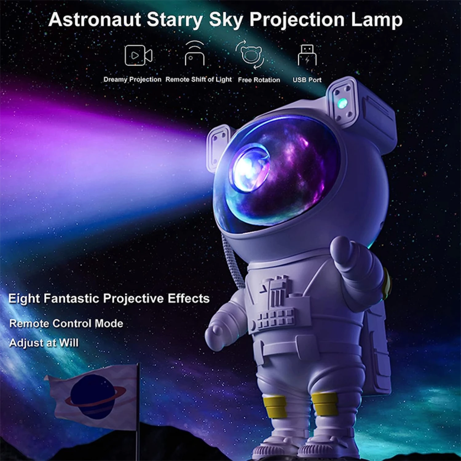 Adjustable Astronaut Nebula Star Projector Night Light w/ Remote Control - Perfect Gift for Kids, Multicolored Starry Sky Projec