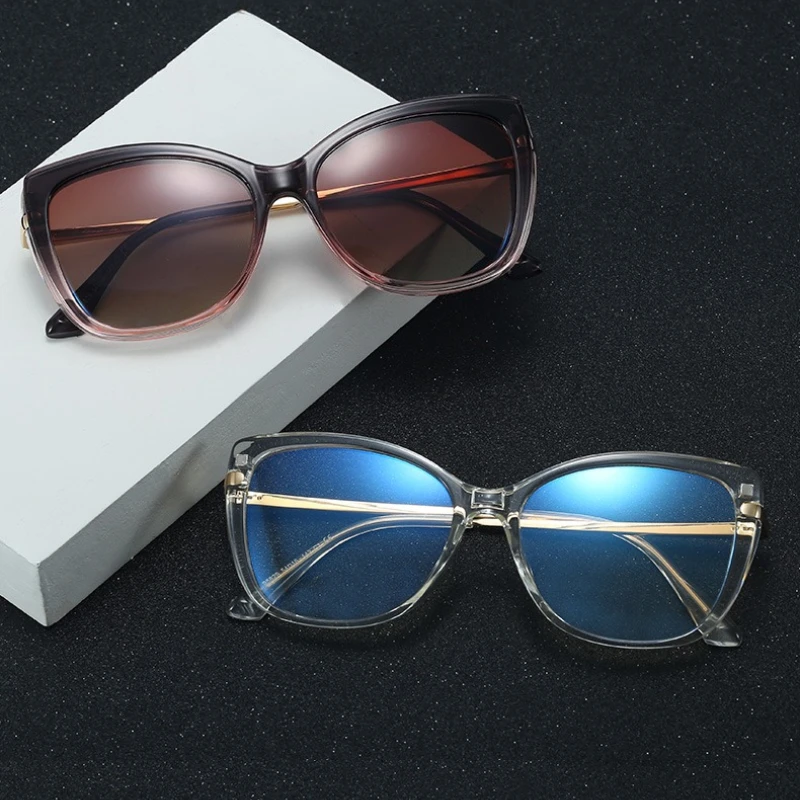 GJ OPTICIAN Occhiali da vista ottici in plastica titanio doppio scopo Occhiali da vista con clip magnetica a due colori Occhiali da vista anti luce blu da donna