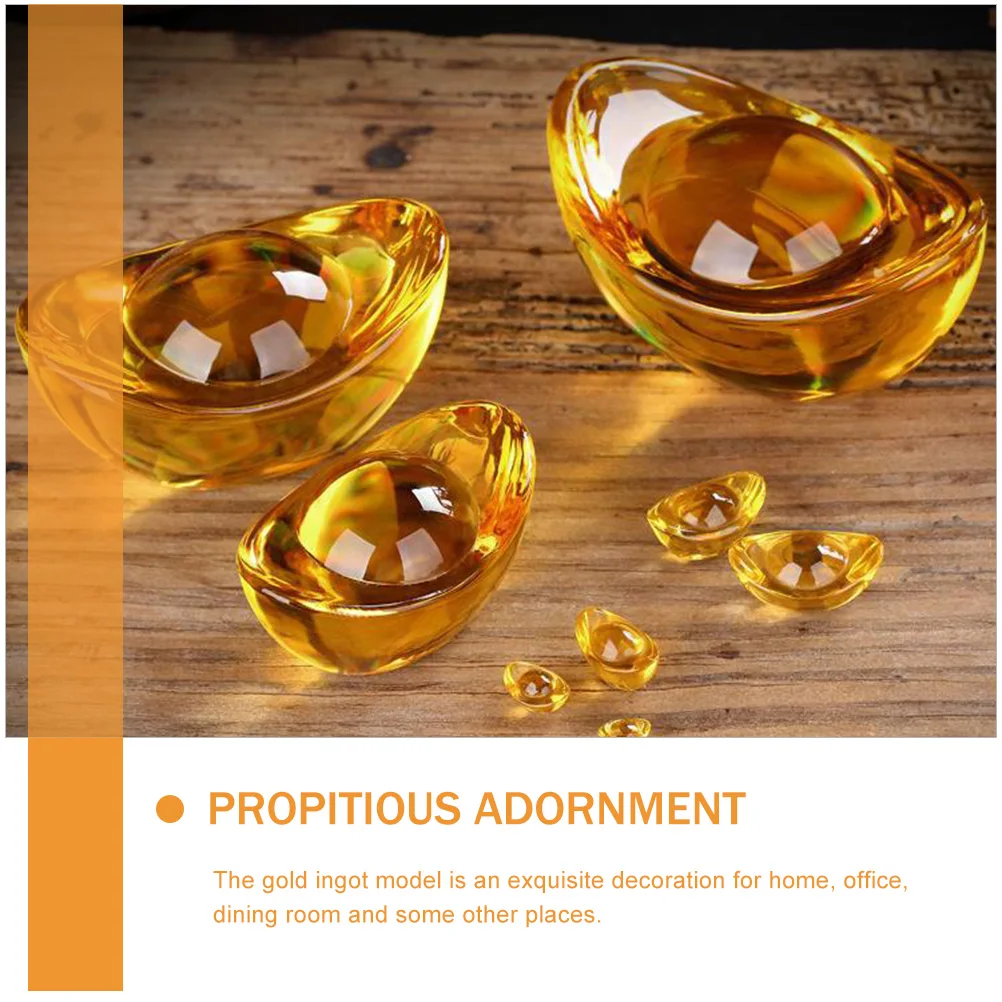

5 Pcs Glazed Gold Ingot Ornaments House Decorations for Home Decorative Office Accessories Statue