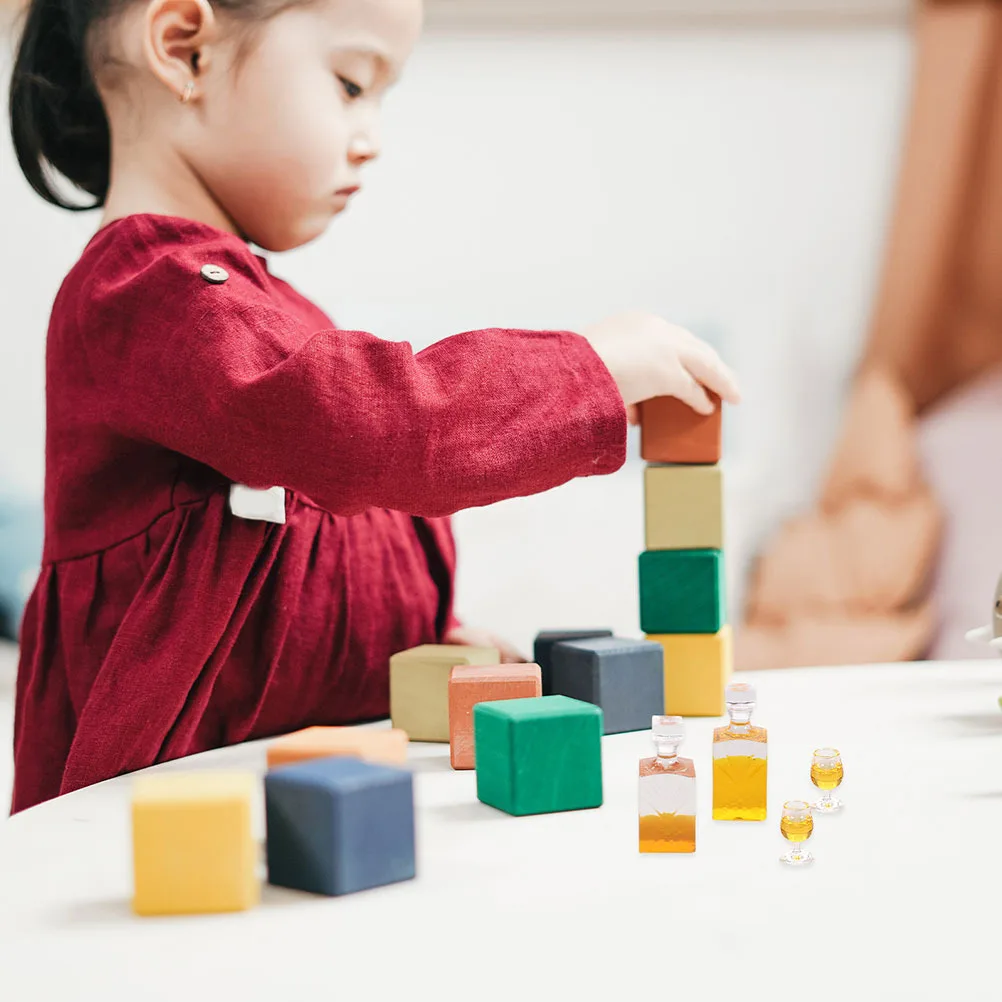 4Sets Realistic Miniature Wine Bottles High-Class Durable Decorative Mini House Accessories Desktop Photo Props