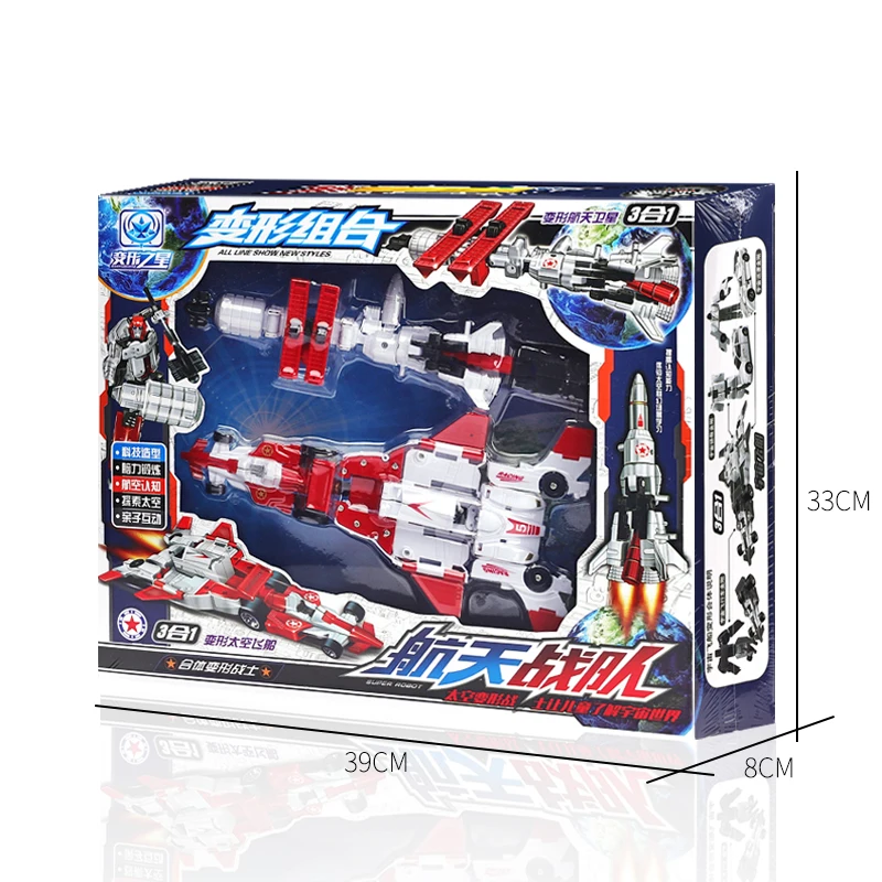 Robot de juguete transformable con lanzadera espacial para niños, juego de cohetes satelital espacial combinado con nave espacial