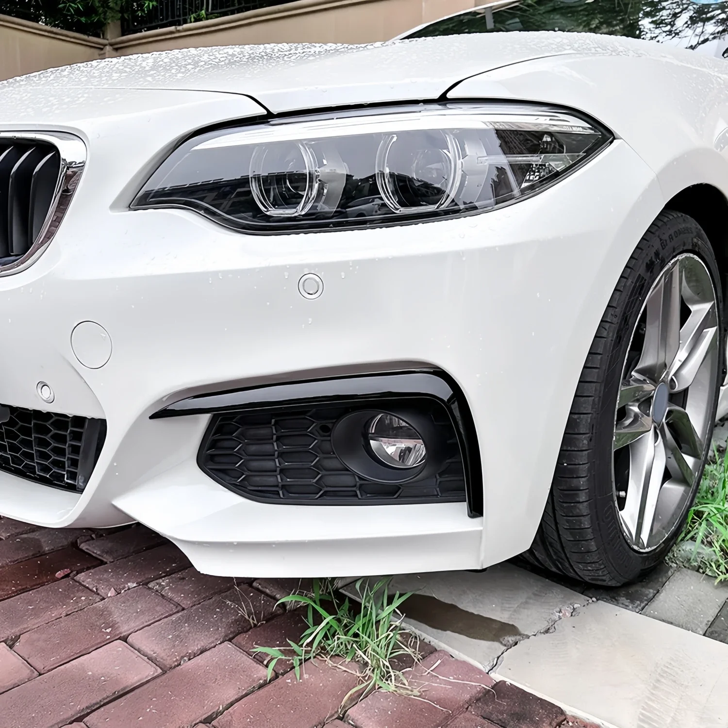 Glossy Carbon Look Front Bumper Lip Splitter Side Spoiler For BMW F22 F23 F87 M2 M Sport 2014-20222014-2022 Fog Lamp Cover Trim