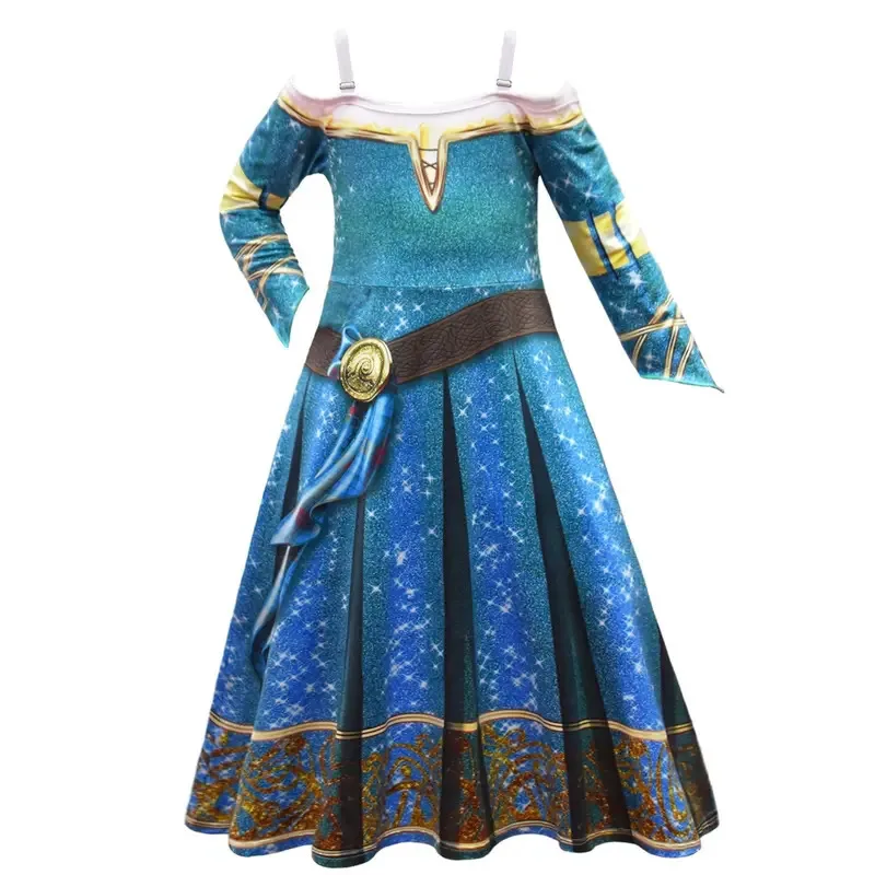 wiwiwi 123The Same Cosplay Costume Girls Halloween Brave Merida Princess Dress Kids Carnival Fantasia Children Birthday P