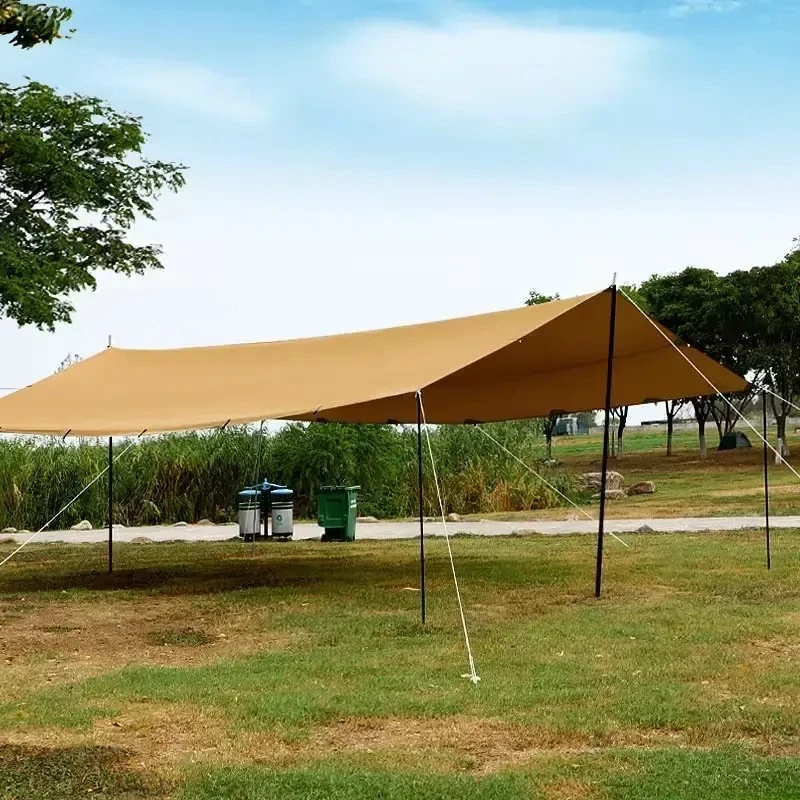 Without Poles 6*8m Large Canopy Waterproof Oxford Silver Coated Outdoor Camping Awning Sunshelter Tarp More Hanging Points