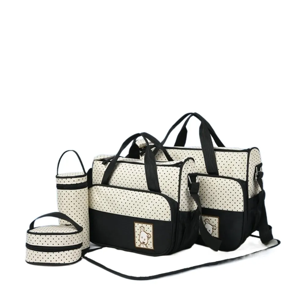 

5Pcs/Set Large Capacity Baby Bag for Mom Multifunctional Changing Pad Travel Stroller Organizer Built-in Diaper Pad
