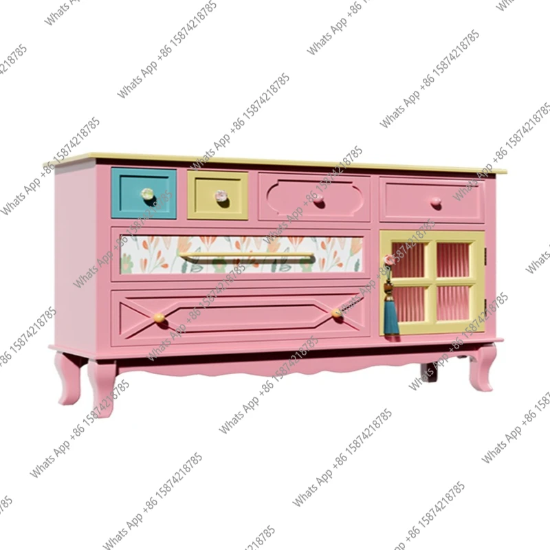 Living room solid wood coloured chest of drawers modern entrance cabinet bedroom storage cabinet