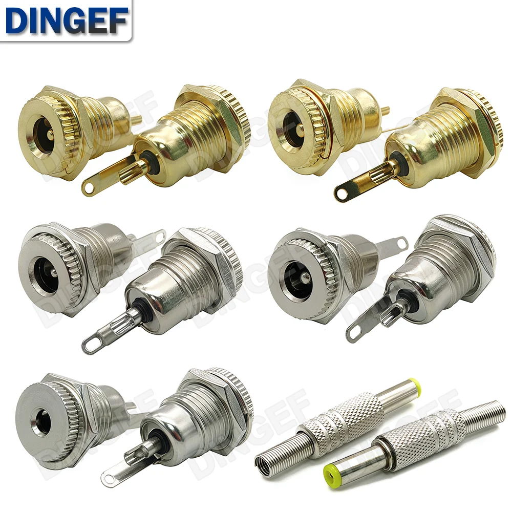 5PCS DC-099 5.5x2.1mm/5.5mm x 2.5mm Metal DC Power Male Plug Jack Connector with Spring Yellow Head 5.5*2.1/5.5*2.5mm DC099