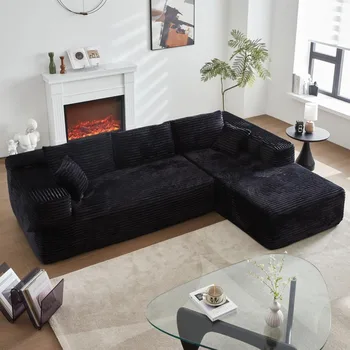 L-förmige modulare Sofagarnitur – bequeme gepolsterte Wolkencouch für das Wohnzimmer – moderne minimalistische Couch, tiefer Sitz