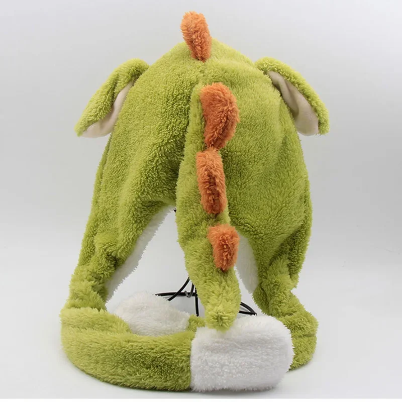 Bonnets de dinosaure de dessin animé Kawaii pour enfants, garder au chaud, oreilles mobiles vers le haut, cosplay, crânes, casquettes, chapeau
