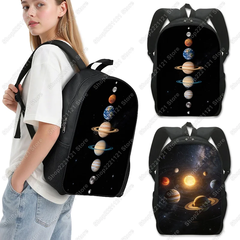 The Planets of The Solar System Graphic Print Backpack Student School Bags for Teenager Daypack Women Men Rucksack Bookbag