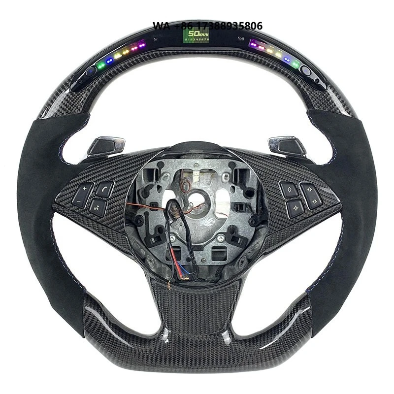 LED Display Suede Carbon Fiber Steering Wheel for E60 E61 M5 E63 E64 M6 Upgraded Car Interior
