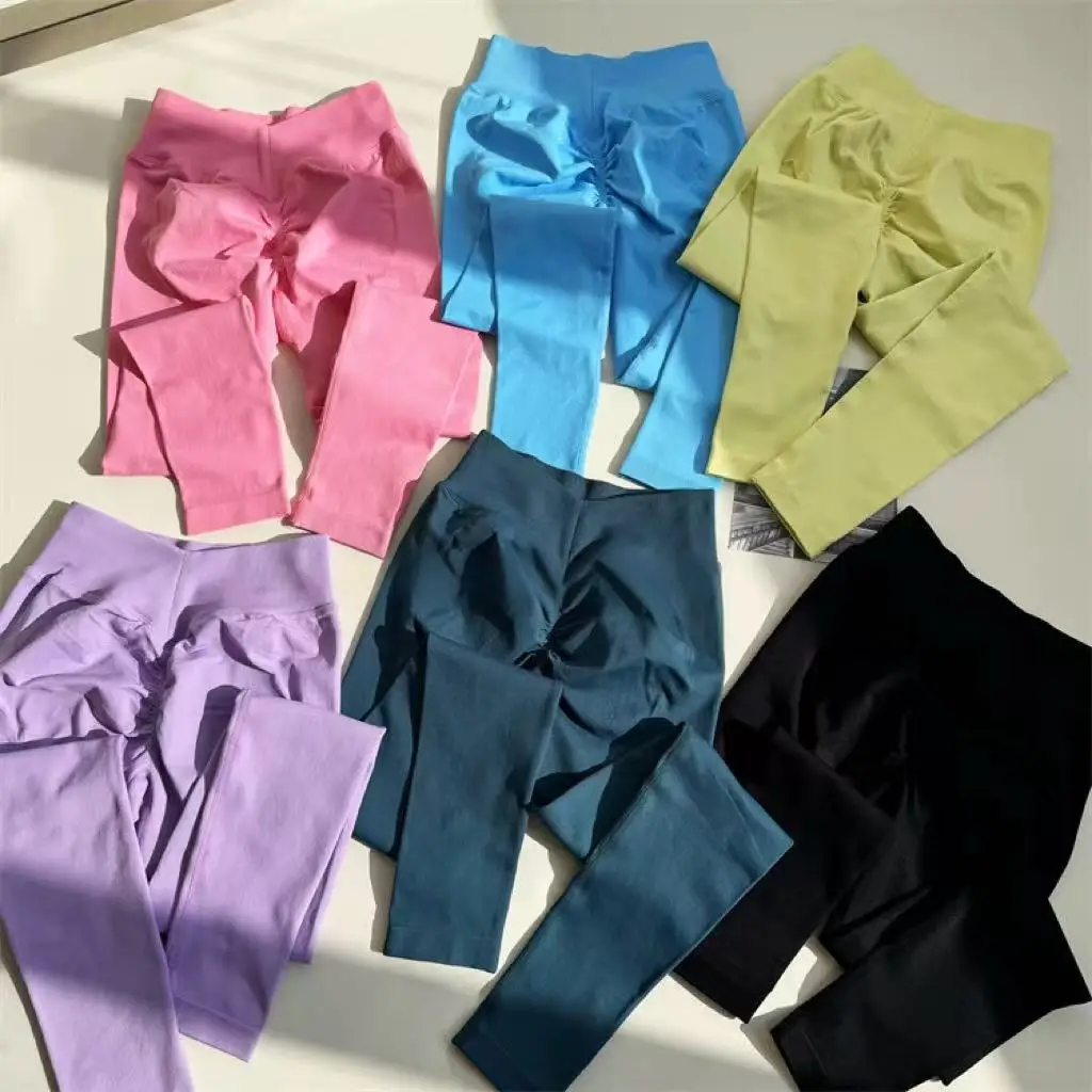 Sexy High-waisted Peach-Butt Yoga Pants Seamless Sports Fitness Pants Butt-Lifting Training Trousers for Women